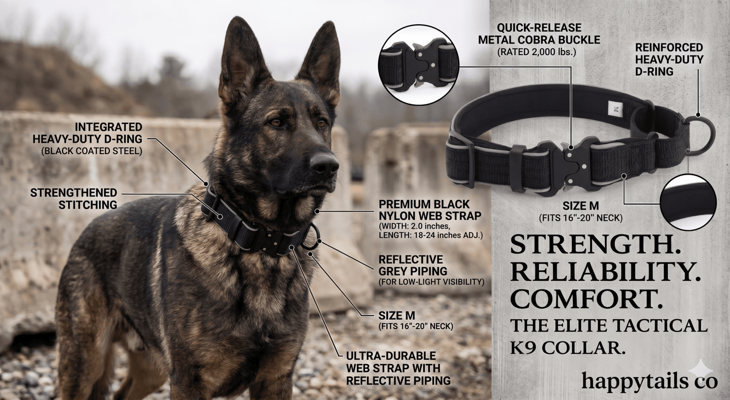 Reflective Tactical Training Collar – Durable & Anti-Explosion - HappyTails Co